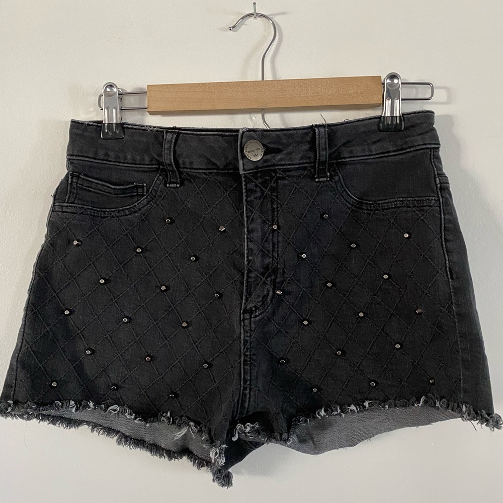 NWOT Sneak peek black denim stud shorts